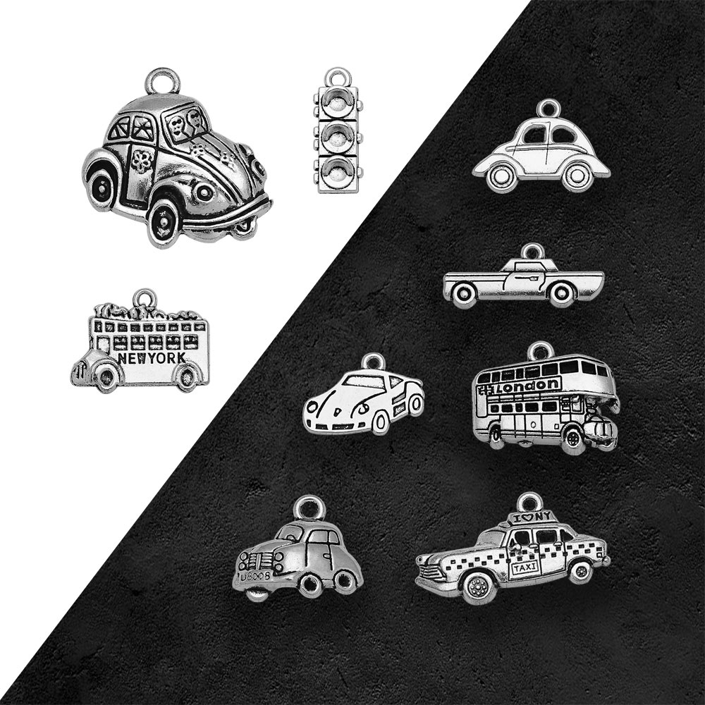 Silver Plated Taxi Bus Car Tra - Jewelry Making London ulasan dan harga