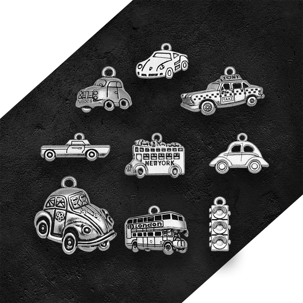 Silver Plated Taxi Bus Car Tra - Jewelry Making London ulasan dan harga