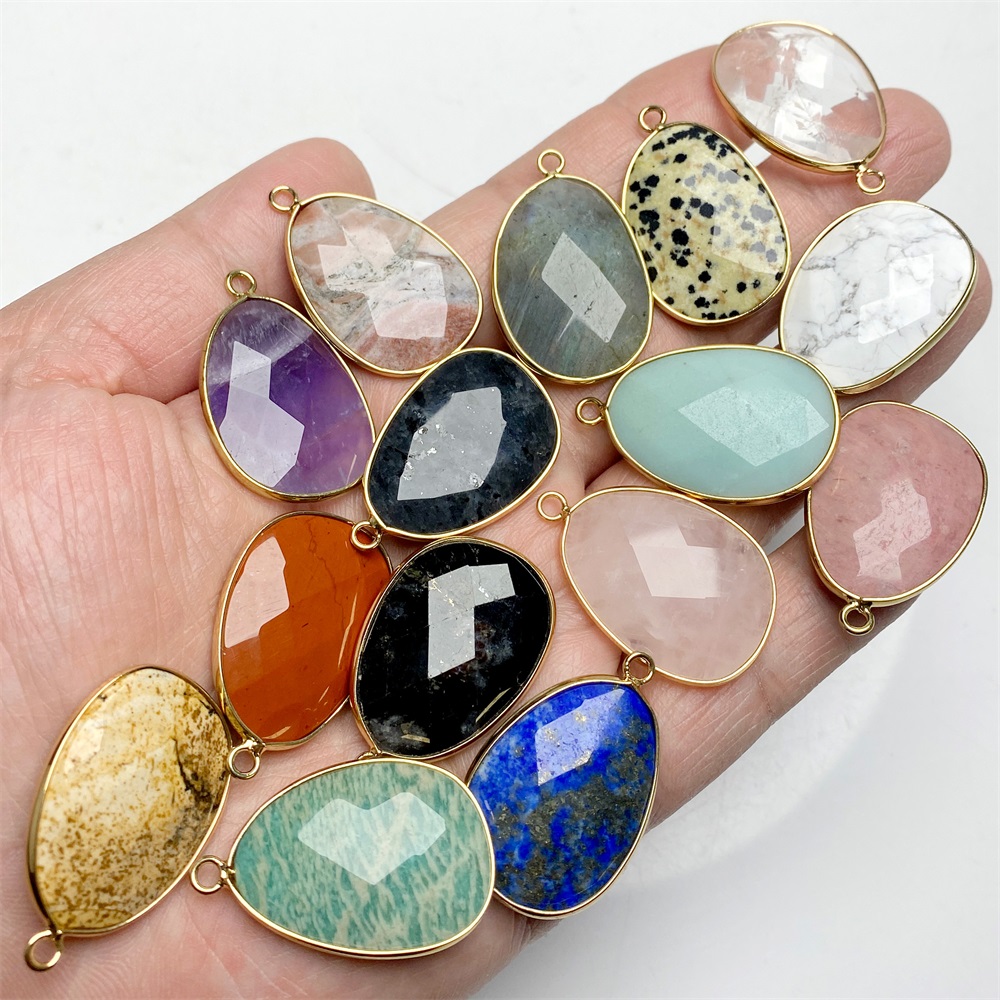 2pcs Egg Shape Stone Pendant N - Jewelry Making Gemstones ulasan dan harga